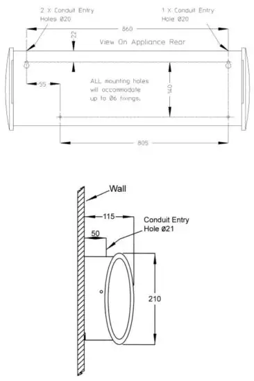 CLAUDGEN HE8320RX Warm Air Curtains - Mounting