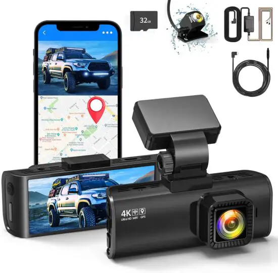 RED TIGER F7N 4K Dual Dash Cam Built-In WiFi GPS Front 4K/2.5K and Rear 1080P Dual Dash Camera