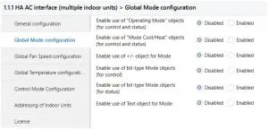 Global mode configuration