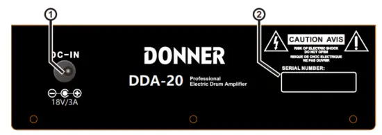 DONNER DDA 20 20 Watt E Drum Amplifier - adapter