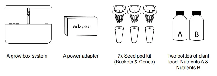DURONIC GHS37 Grow Light Hydroponic Box - Box Contents
