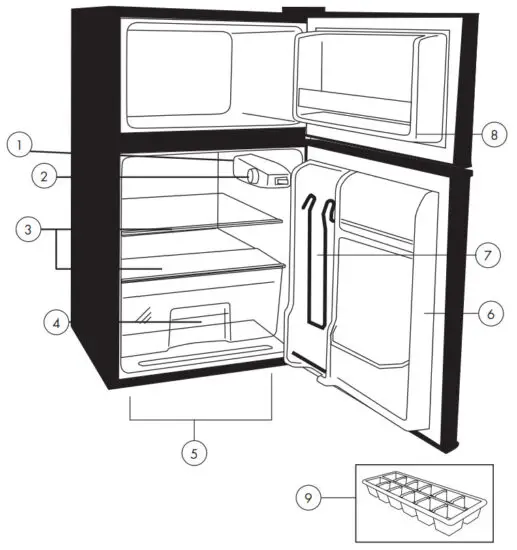 merax FSX288980BAA Two Door 3.2 cu ft Mini Fridge with Freezer - Parts