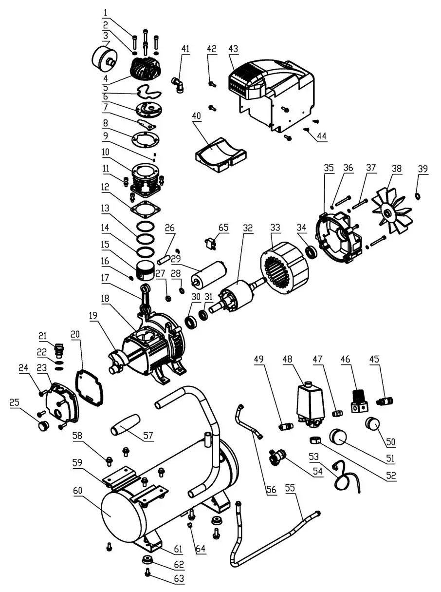 Clarke Bandit V Air Compressor - COMPONENT PARTS