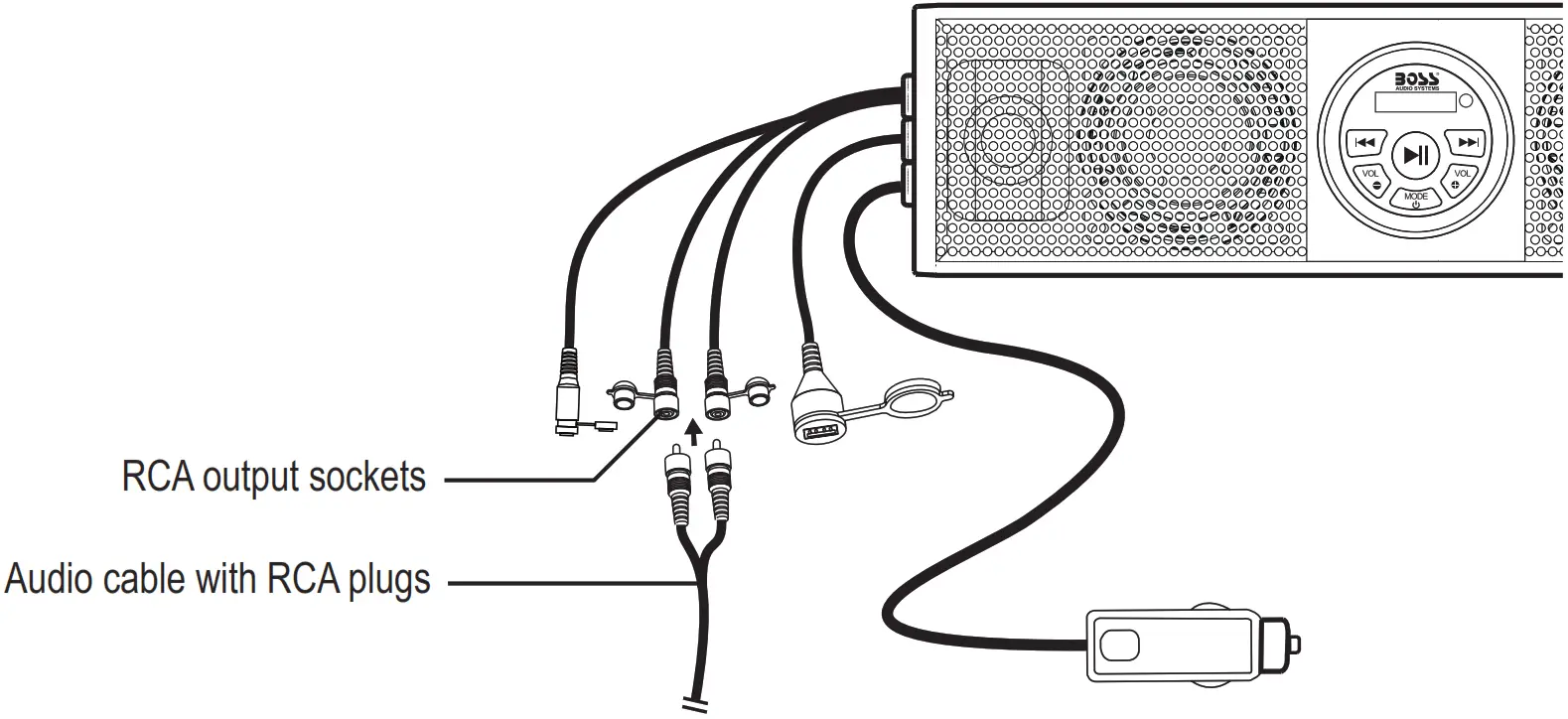 BOSS AUDIO BRT18RGB Bluetooth 18 Inch Amplified Sound Bar - Audio Output