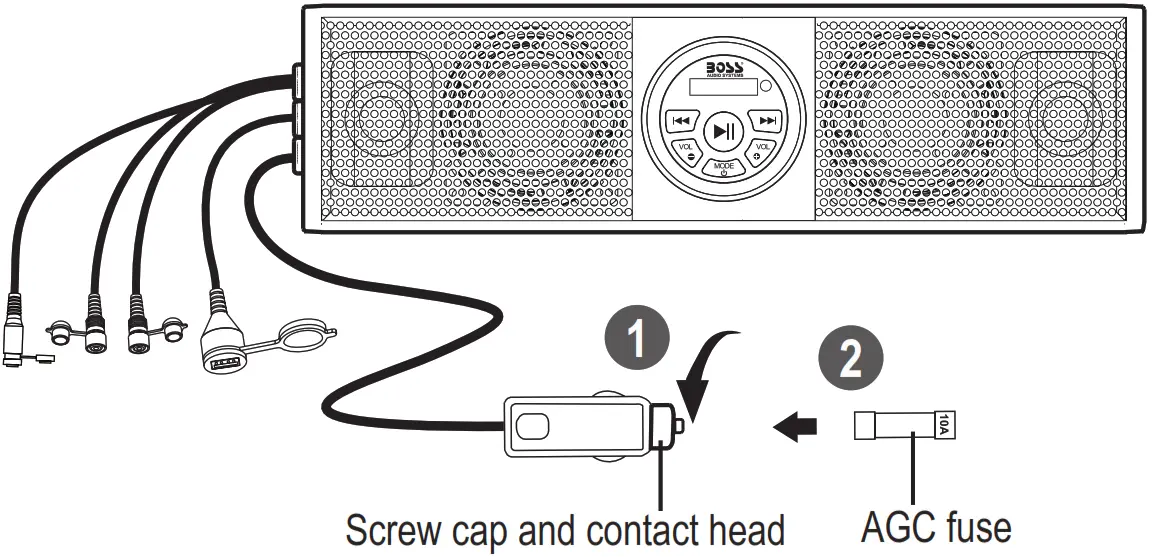 BOSS AUDIO BRT18RGB Bluetooth 18 Inch Amplified Sound Bar - Fuse Replacement