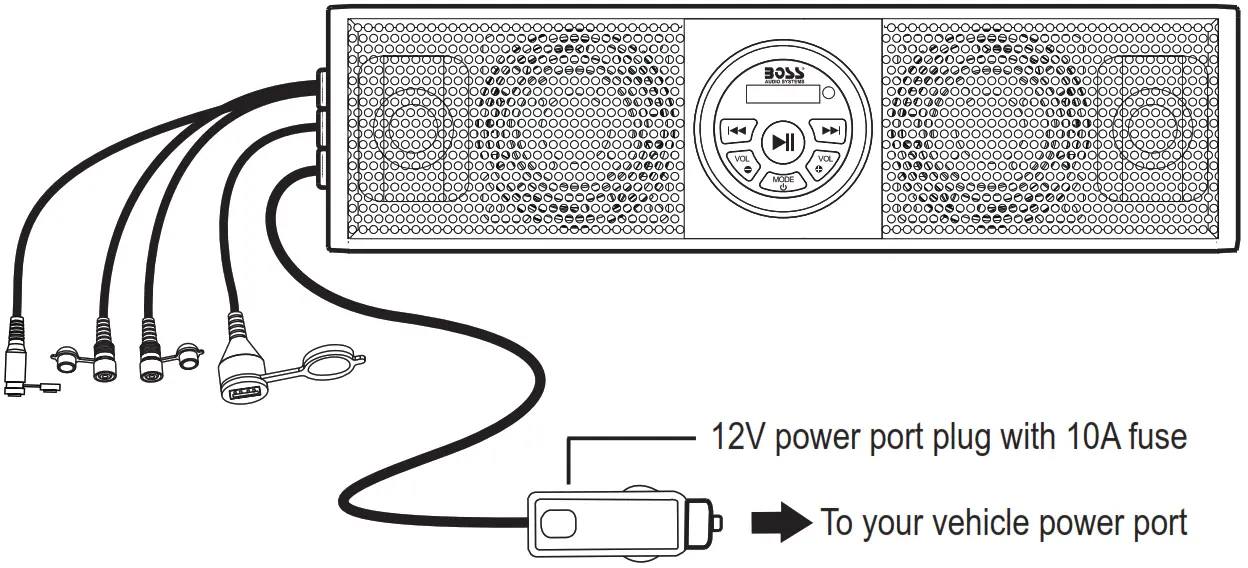 BOSS AUDIO BRT18RGB Bluetooth 18 Inch Amplified Sound Bar - Power Port