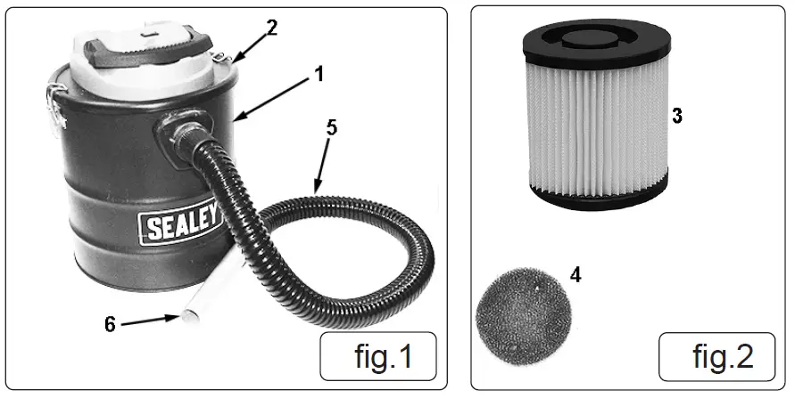 SEALEY CP20VAV 20V 15L Handheld Ash Vacuum Cleaner 1