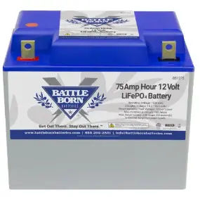 BATTLE BORN BB1275 75 Ah 12V Group 24 LiFePO4 Deep Cycle Battery product