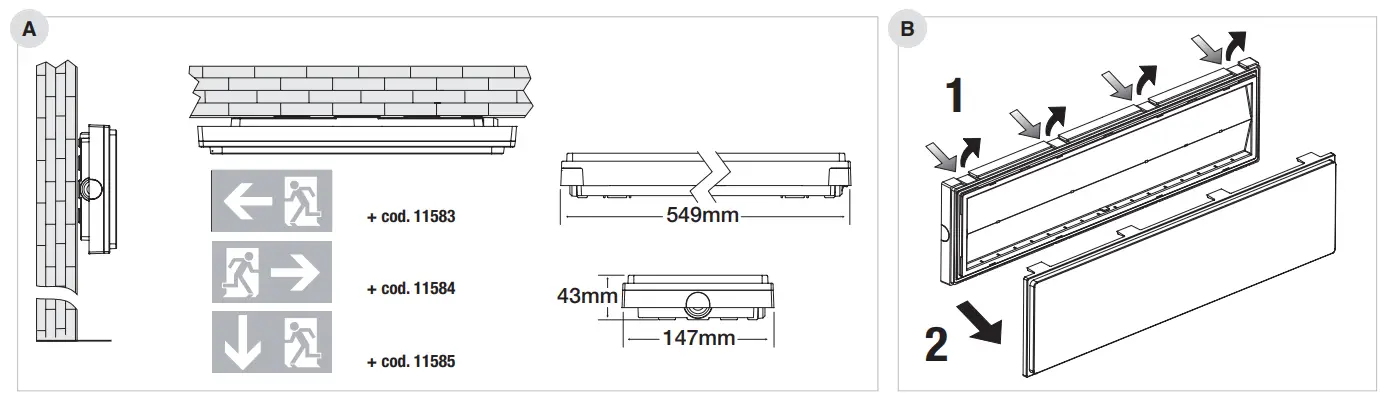 Beghelli-334900784-Ticinque -LED TR Wall-Mounted Ceiling-Emergency-Light-FIG1