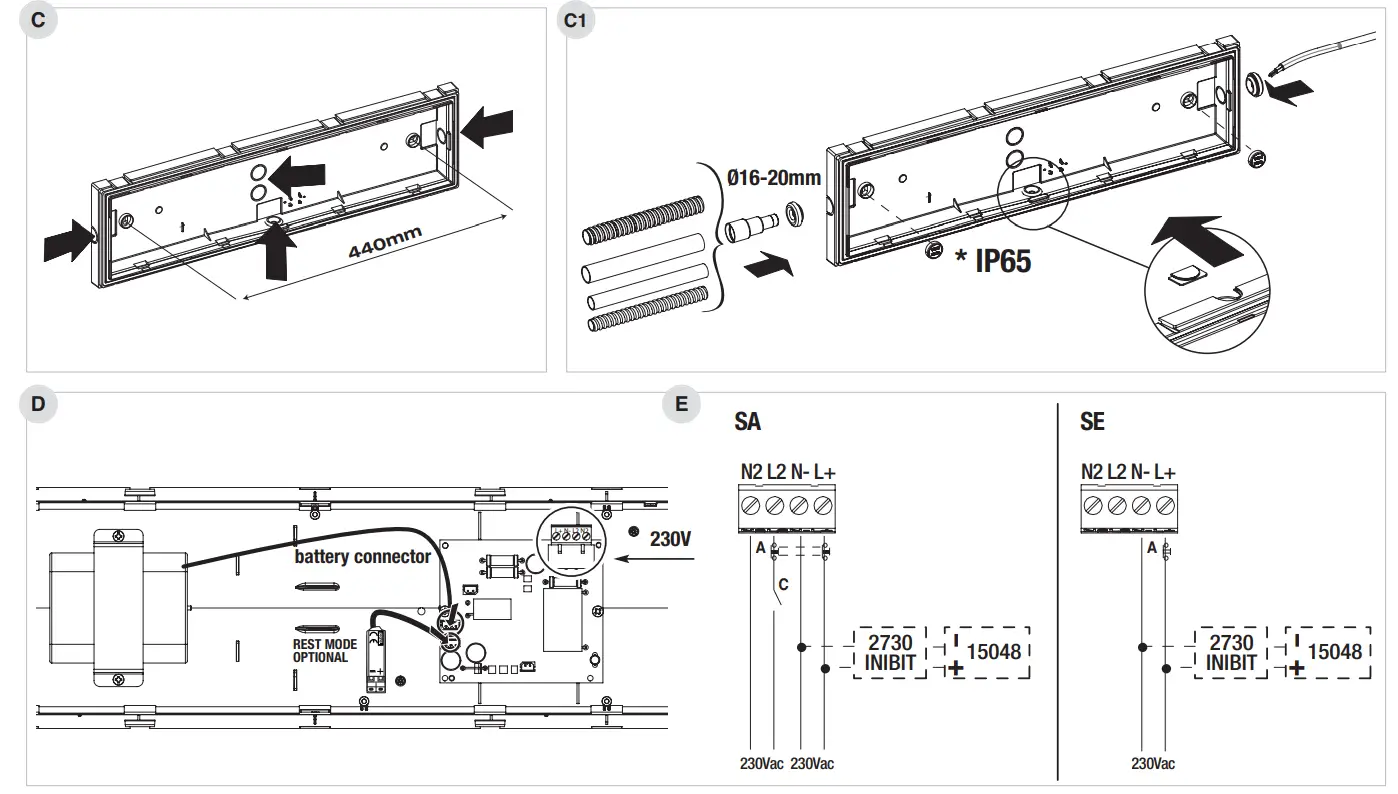 Beghelli-334900784-Ticinque -LED TR Wall-Mounted Ceiling-Emergency-Light-FIG2