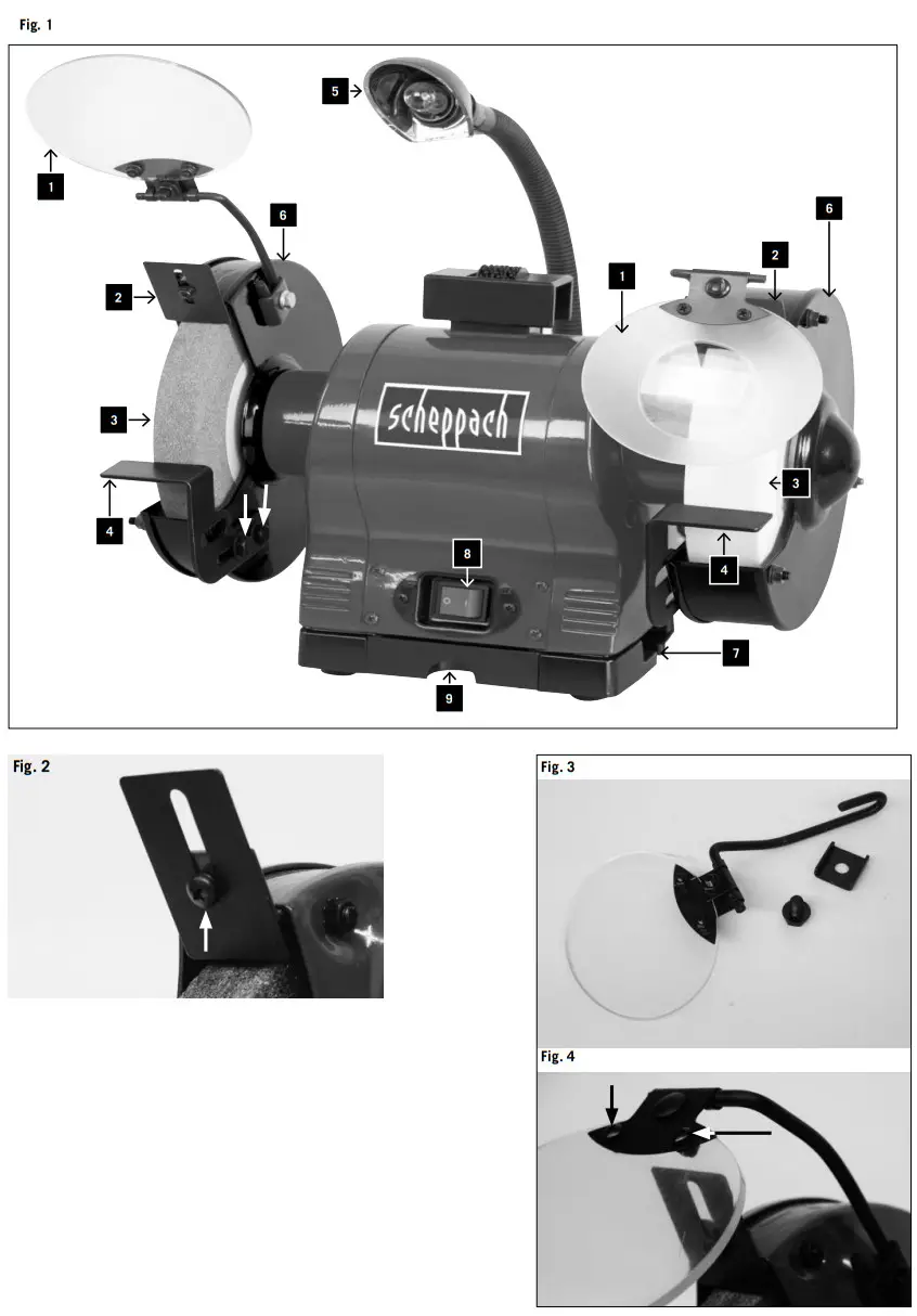 scheppach BG200AL Bench Grinder - Figure 1