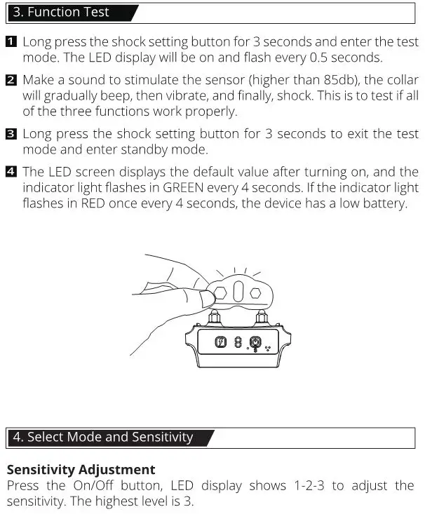 PATPET A01 Bark Control Collar - Function Test & Select Mode and Sensitivity