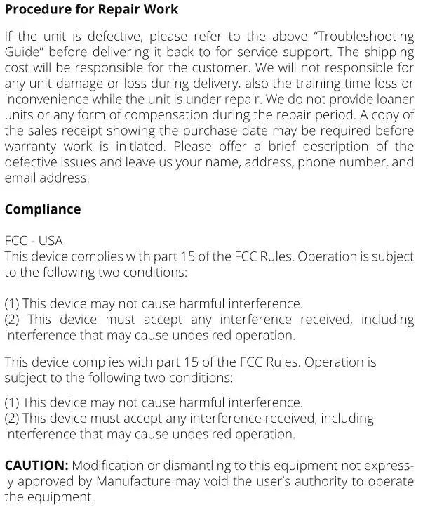 PATPET A01 Bark Control Collar - Warranty and Repair Information 3