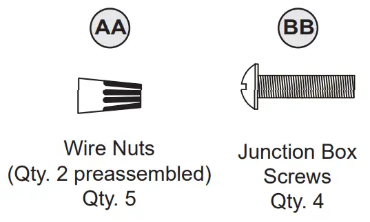 ENERGETIC LIGHTING E1WPM Series LED Wall Pack CCT and Wattage Selectable Feature - HARDWARE CONTENTS