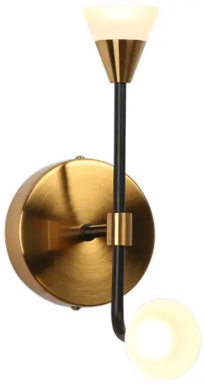 ZEVNI A04640 Benet 4.5-Inch 2-Light Gold-Black Modern-Contemporary LED Wall Sconce