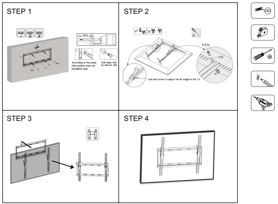 XTREME XMB1-0125-BLK TV Wall Mount Tilt Motion 32 inch - 70 inch -2