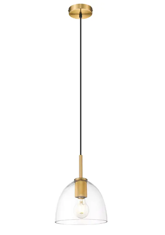 OVE 15LPE-ROMI08-LBS Romina Brass Modern-Contemporary Clear Glass Dome LED Pendant Light 