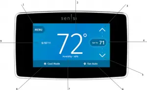 Sensi Touch Smart WiFi Thermostat BUTTONS AND ICONS