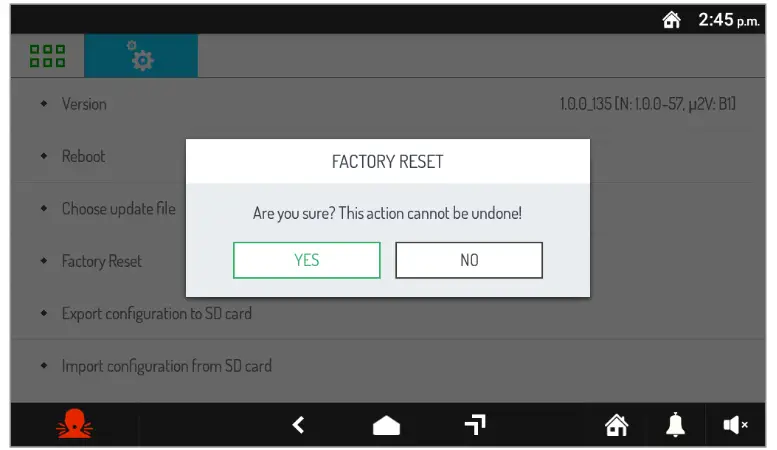 urmet VOG 7 7 Inch Video Door Phone - Reset Factory Settings