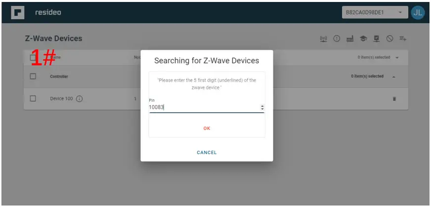 Z Wave CloudAPI Inclusion or Exclusion - DSK input box