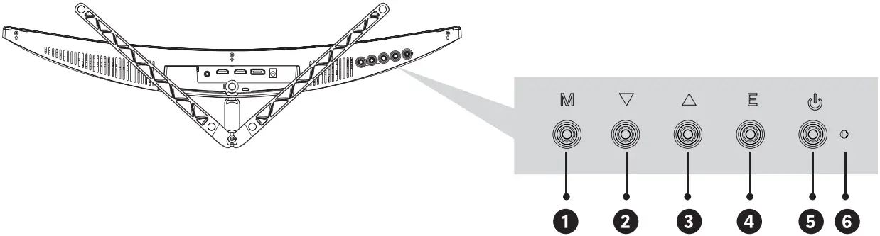 OVERSTEEL 27VF16K 27 Inch Krypto Curved PC Gaming Monitor - Monitor Buttons