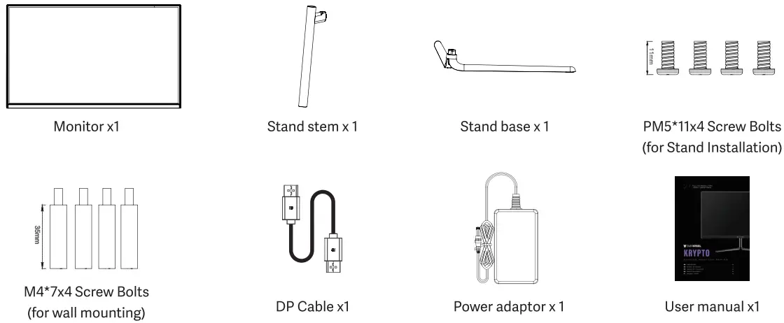 OVERSTEEL 27VF16K 27 Inch Krypto Curved PC Gaming Monitor - pscking list