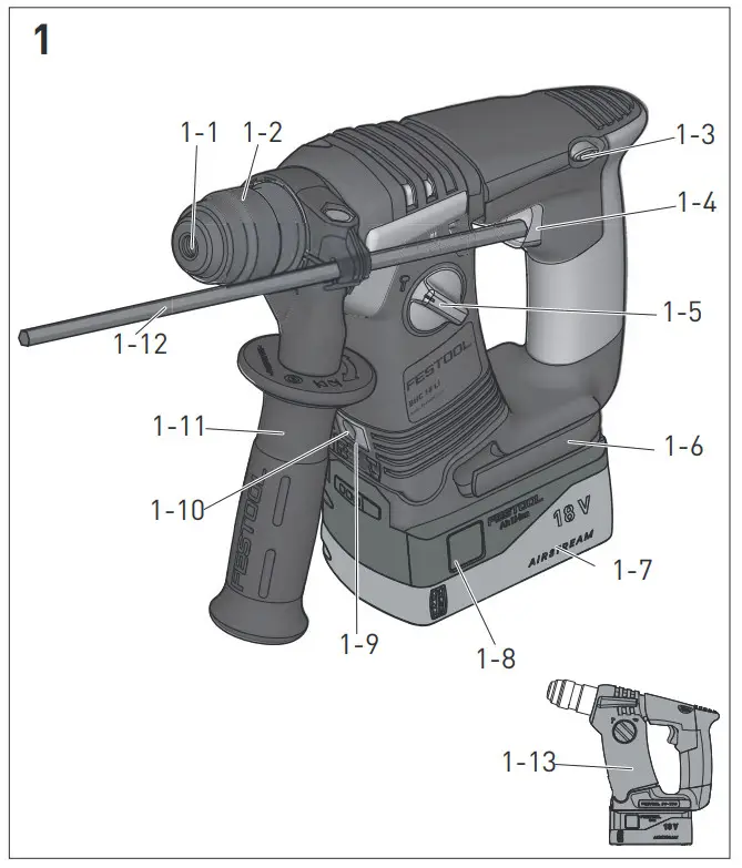 FESTOOL BHC 18 Cordless Rotary Hamme-1