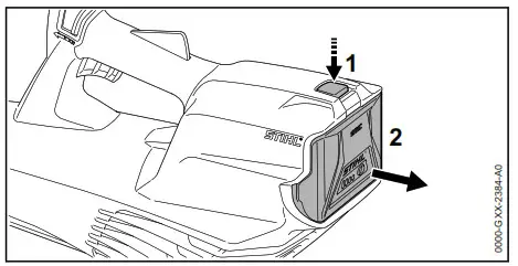 STIHL BGA 57 Battery Handheld Blower - Removing and Fitting the Battery 2