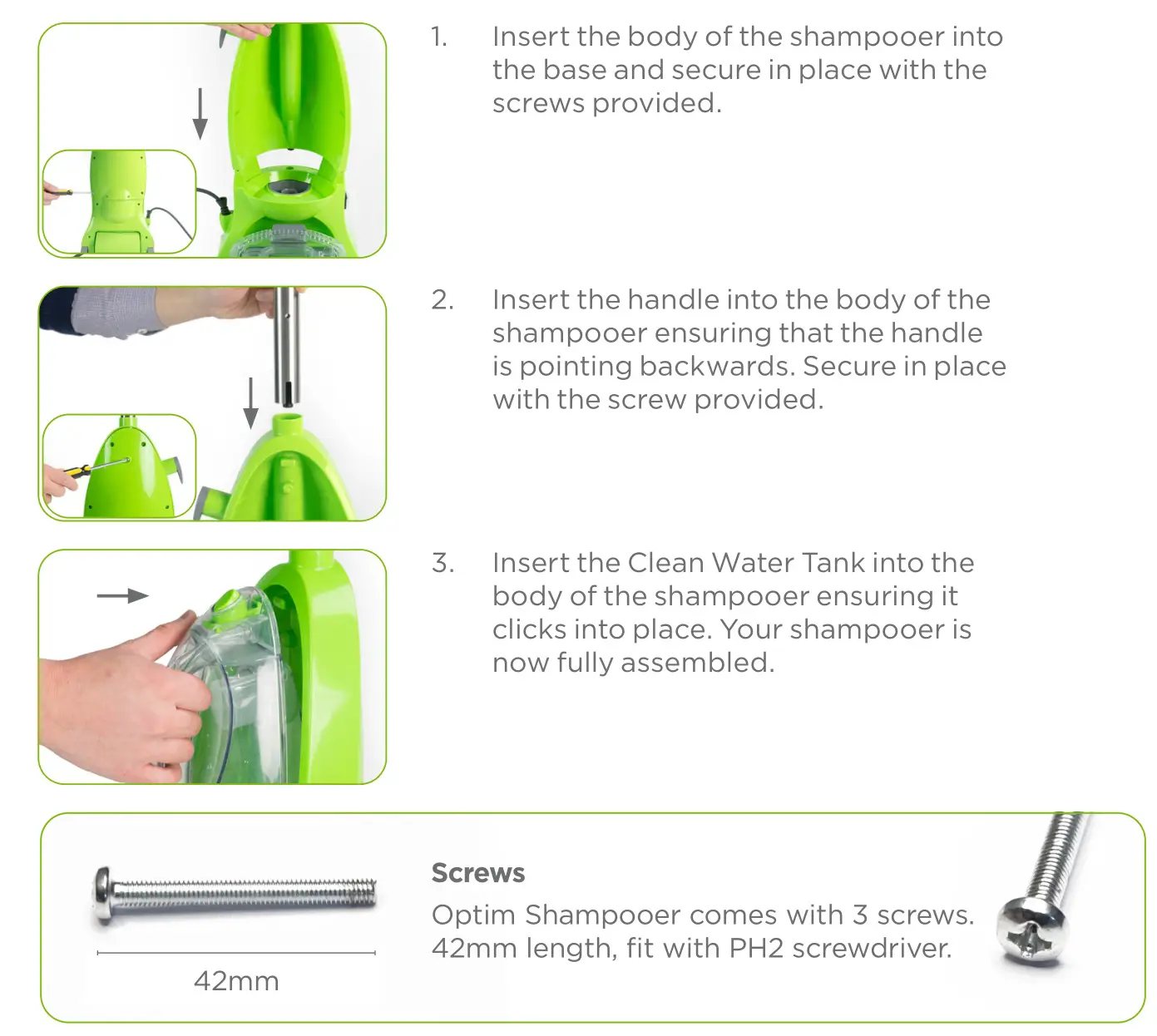 OPTIM O2600 Shampooer - Assembly
