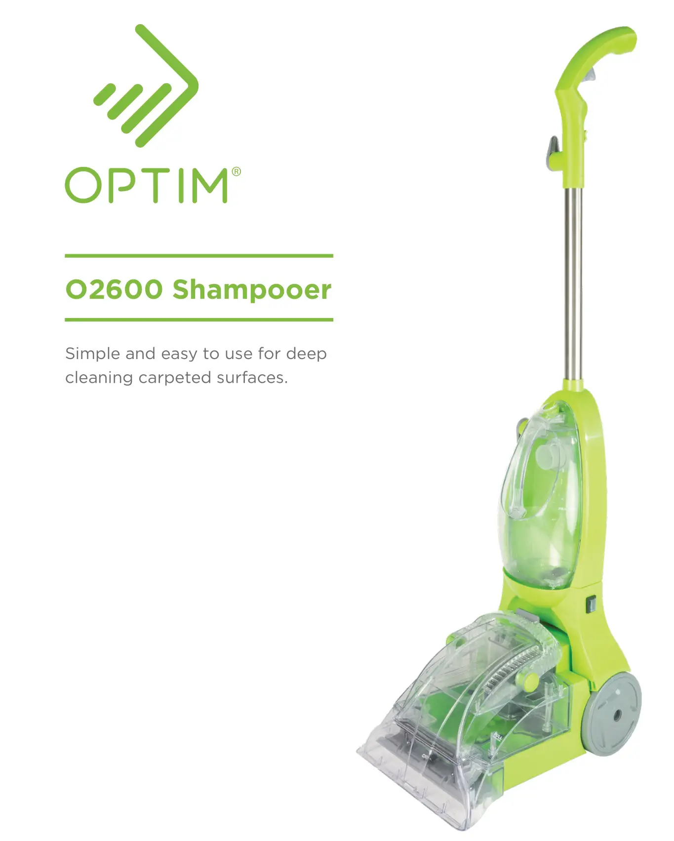 OPTIM O2600 Shampooer Instruction Manual