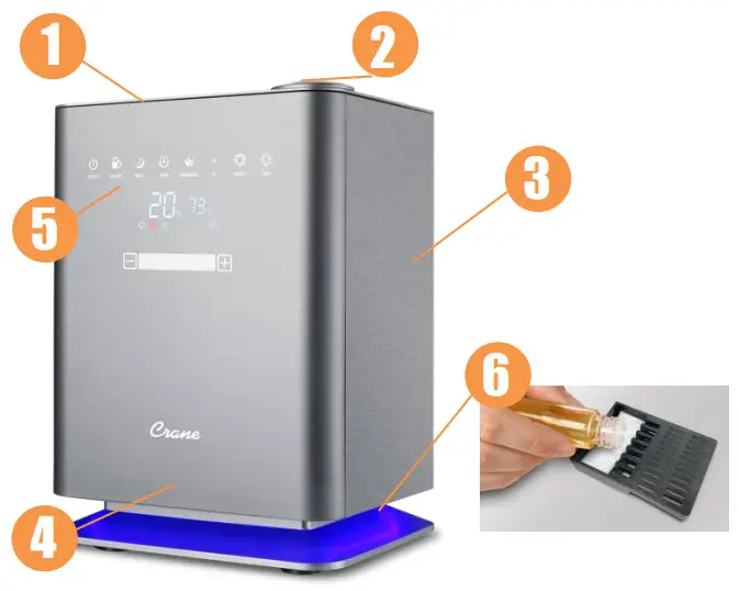 Crane EE 6913 Top Fill Warm Cool Mist Ultrasonic Humidifier - PARTS