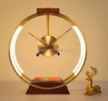 Qianfu Intelligent Technology QF-8004 Golden Time Clock Lamp with Qi Wireless Charger USB Port and Classical Clock pro