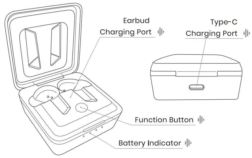 XR XAW 01 AERO Bluetooth Earbuds - changing case