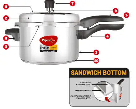 INOX 14044 Stainless Steel Pressure Cooker 3