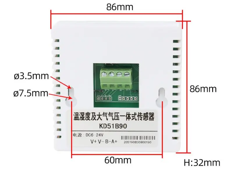 KLHA KM51B90 RS485 Temperature and Humidity Atmospheric Pressure Sensor - 1