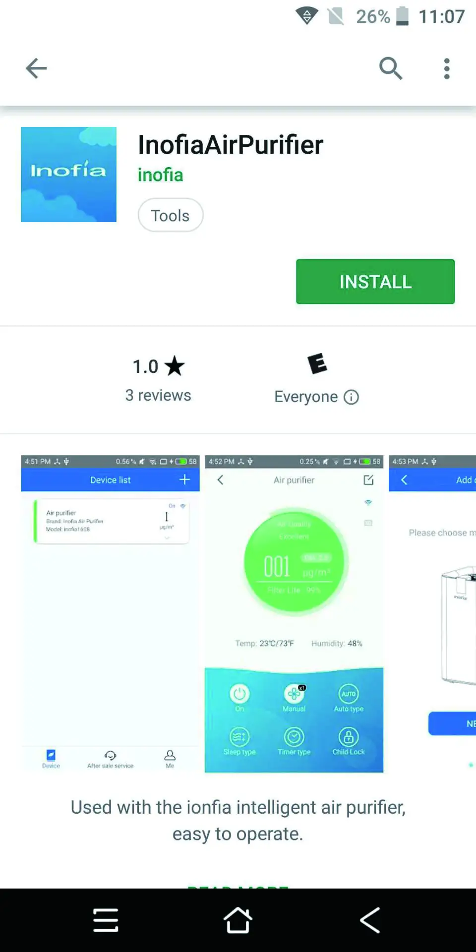 Inofia APP Network Connection Android version
