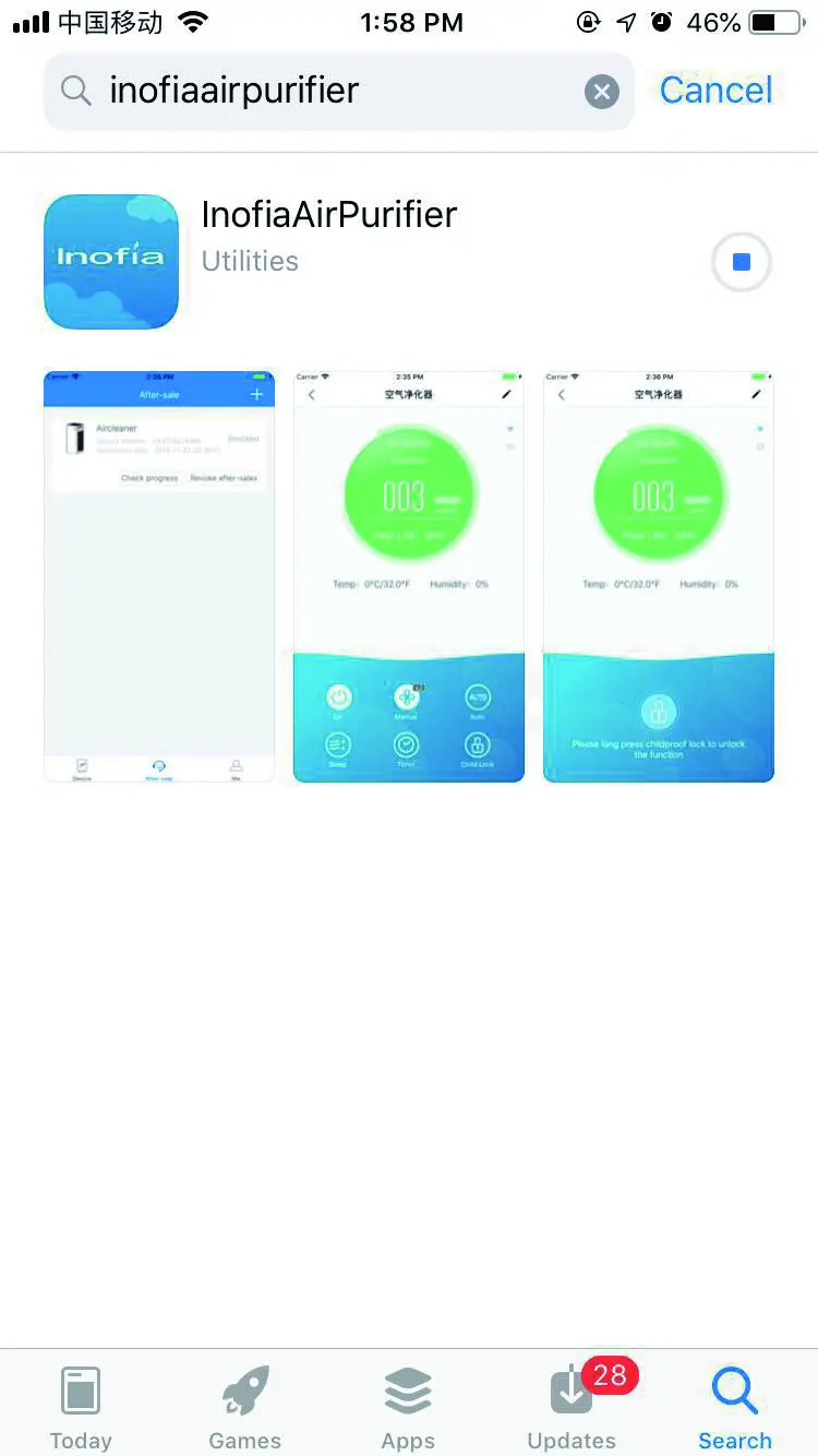 Inofia APP Network Connection IOS version