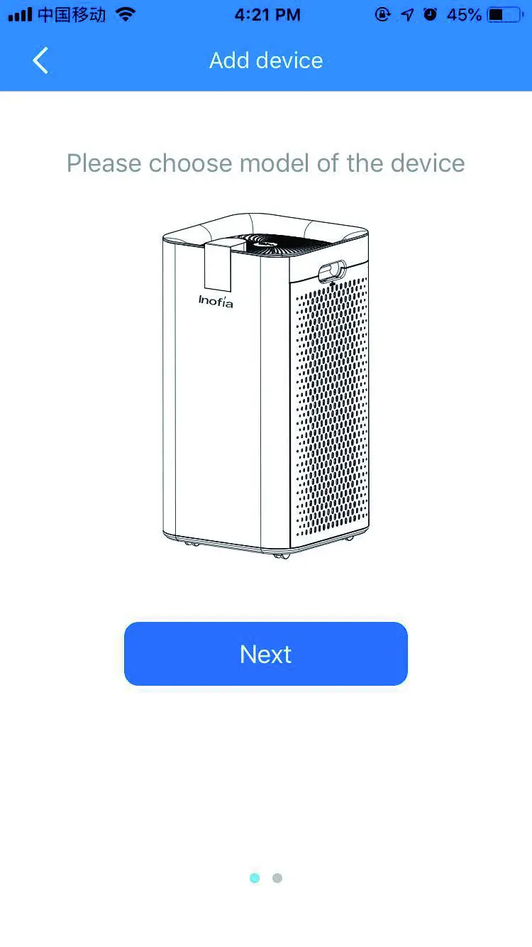 Inofia APP Network Connection Select your device