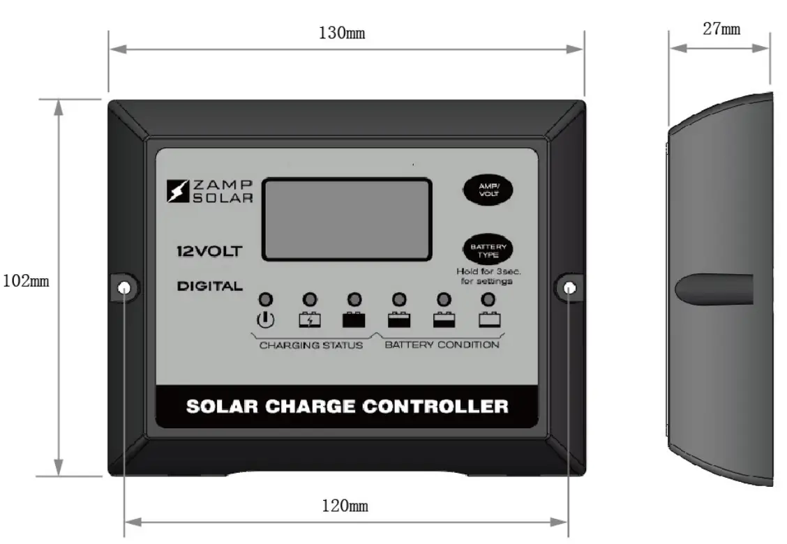ZAMP SOLAR ZS 10A Solar Controller - fig 1