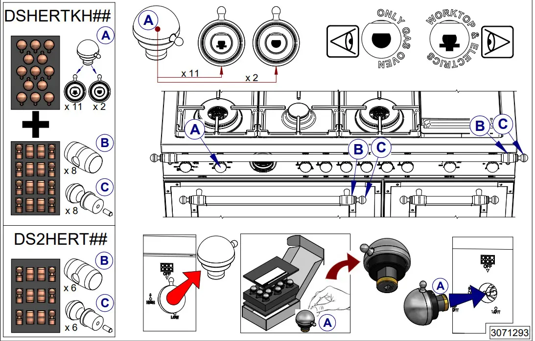 BERTAZZONI DS1HERTGO Gold Decor Set for Range andd Hood