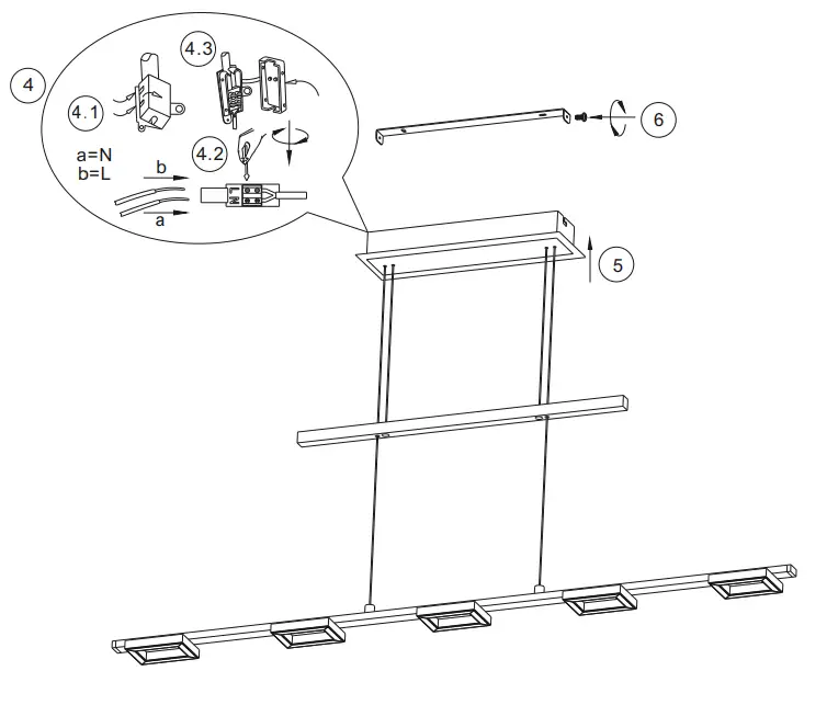 Paul Neuhaus 2446 55 Inigo LED Pendant Light 5 Heads - Fig