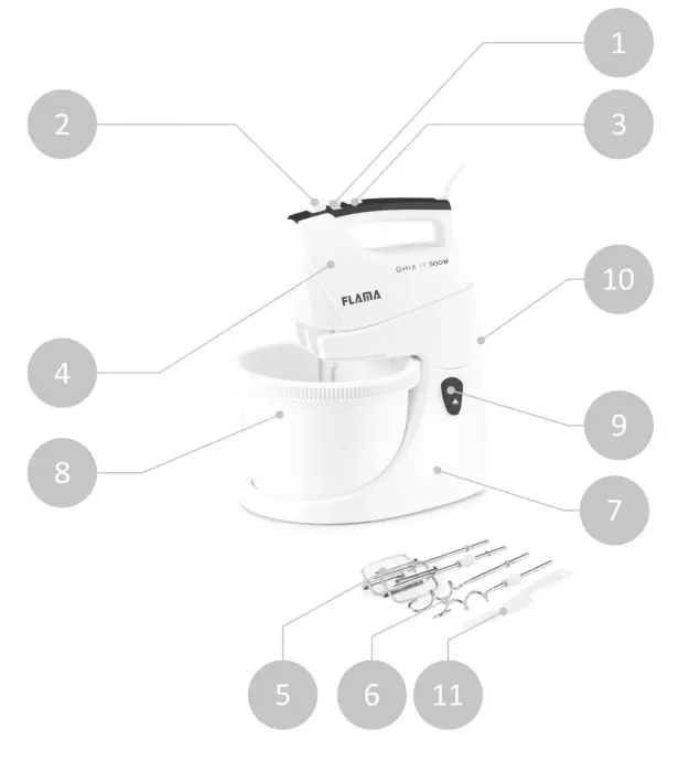 FLAMA 1416FL Hand Mixer with Bowl - fig