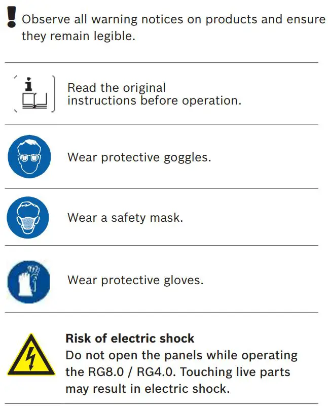 BOSCH RG8.0 RG4.0 Refrigerant Recovery Unit Instructions - On the product