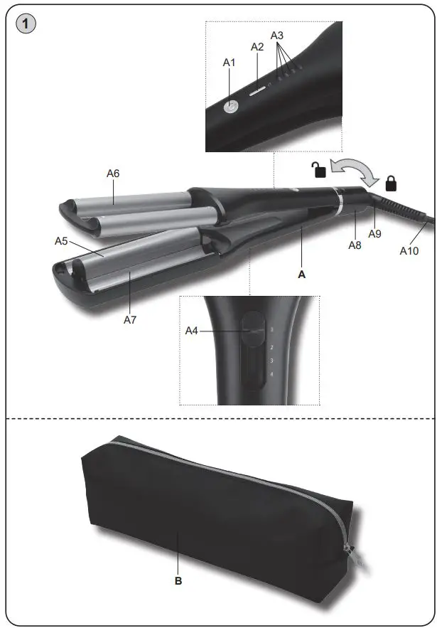 ETA932790000 Fenité Wave Curling Iron Instruction Manual - Fig 1