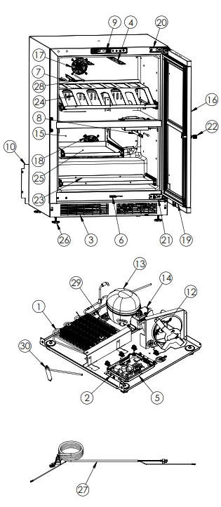 MARVEL MPBD424SG31A 24 Inch 5 0 Cu  Ft  Built-In Dual Zone Wine and Beverage Center Stainless Steel Glass Door