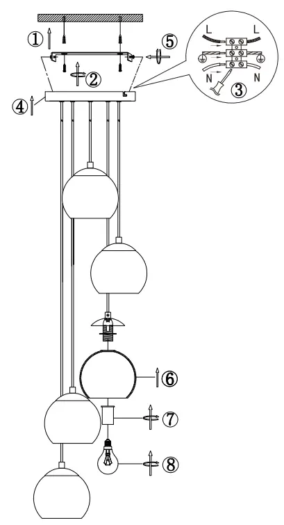 ENDON-91972-Dimple-5lt-Pendant-Massive-Lighting-FIG-1