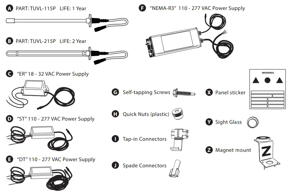 FRESH AIRE UV Blue Tube UV AHU Series Germicidal UV Light - PARTS
