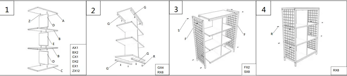Tidoin-FUG-YDW9-350-Rectangular-4-Shelves-Accent -Bookcase-fig3
