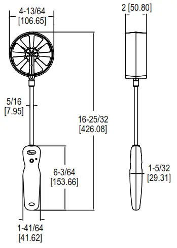 Dwyer VP3 Model Wireless 100 mm Vane Thermo-Anemometer Probe - Fig