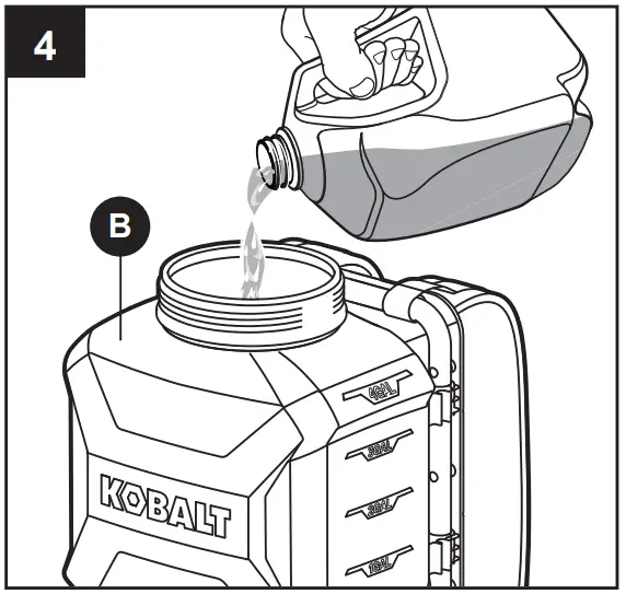 KOBALT KBSP 1040B 03 4 Gallons Plastic Backpack Sprayer - Filling the Tank